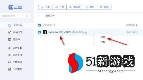 123云盘如何分享文件给其他人